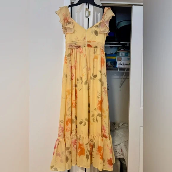 Birdy Grey Michelle Bridesmaid Dress in Pale Yellow Rococo Floral Size S - Picture 3 of 6